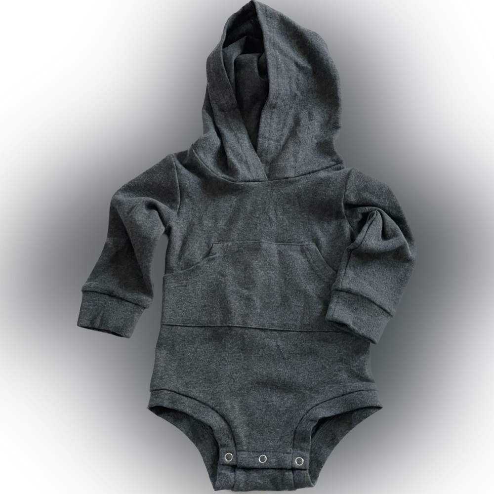 Little One Shop 12M Gray Hoodie Snap Bodysuit